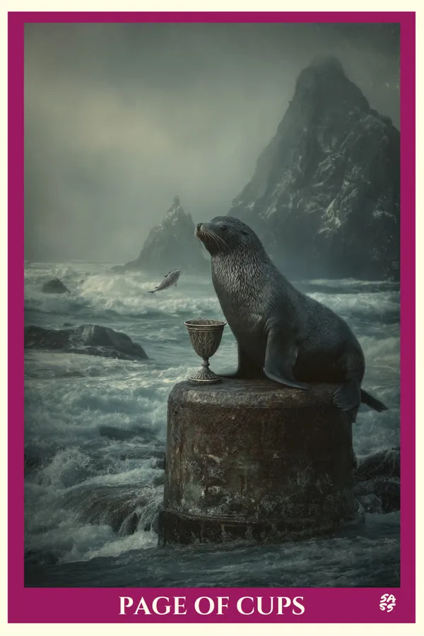 Page of Cups tarot card from the SASS Tarot deck