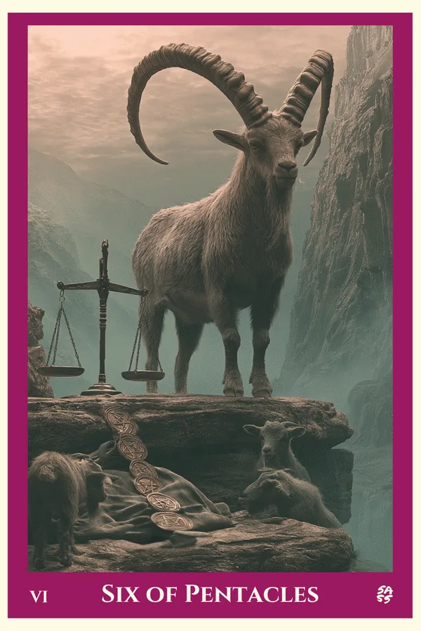 Six of Pentacles tarot card from the SASS Tarot deck
