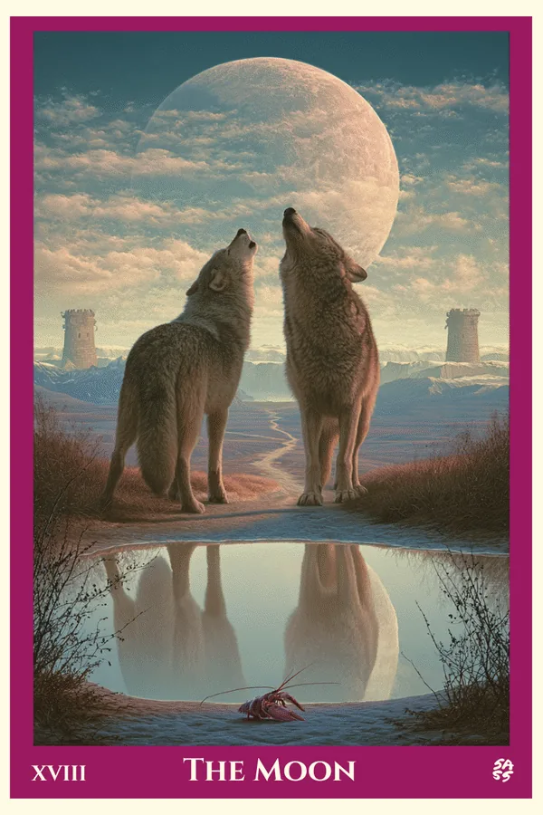 The Moon tarot card from the SASS Tarot deck