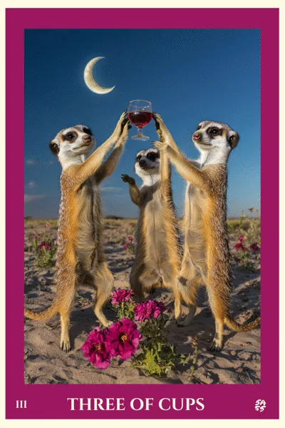 Three of Cups tarot card from the SASS Tarot deck