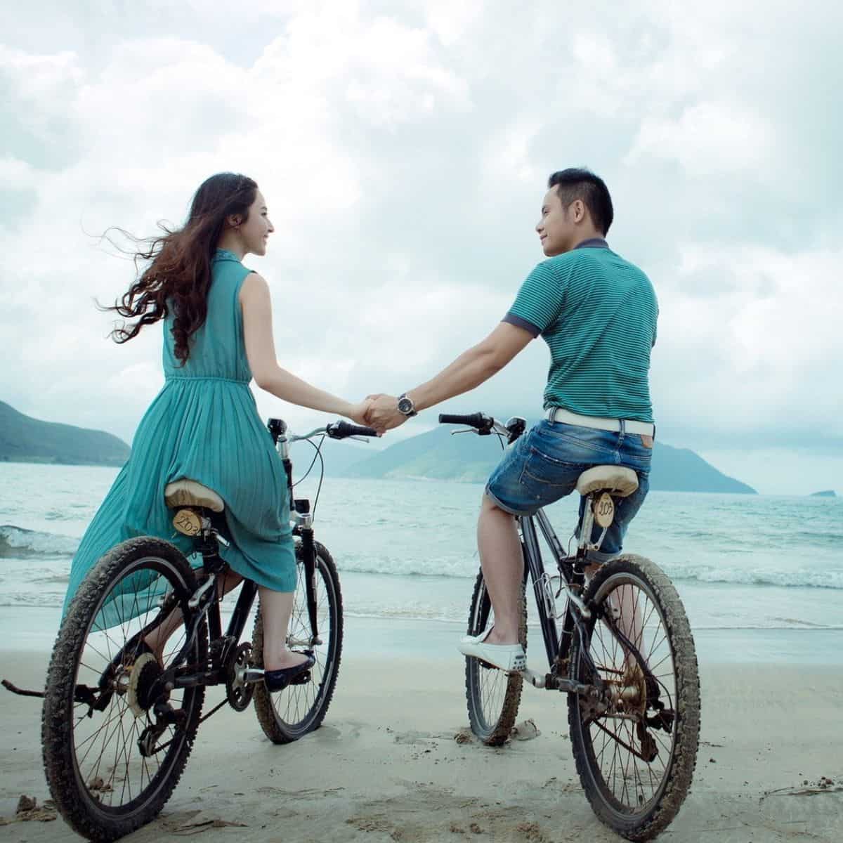 couple biking.