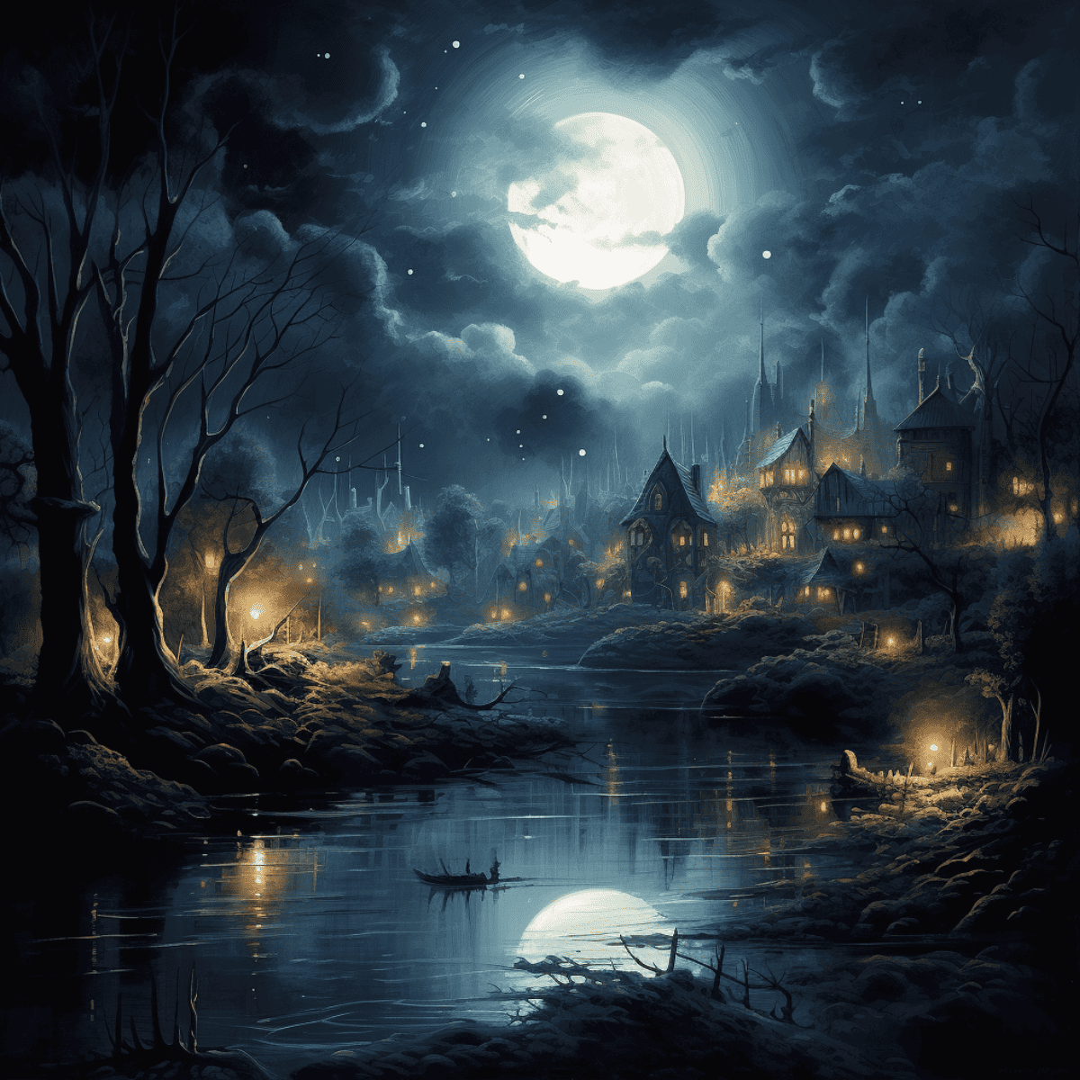 moonlit lake picture.