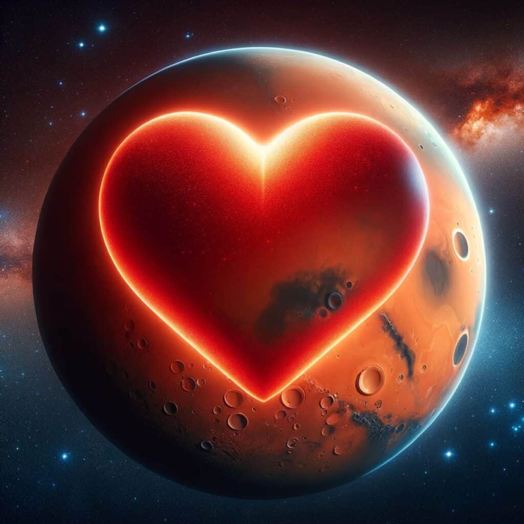 picture of heart symbolizing mars trine mars synastry