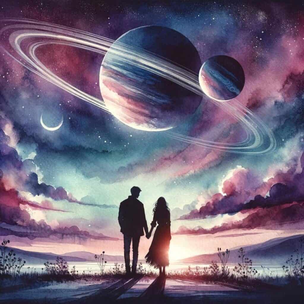 Picture of couple symbolizing Saturn conjunct Jupiter synastry