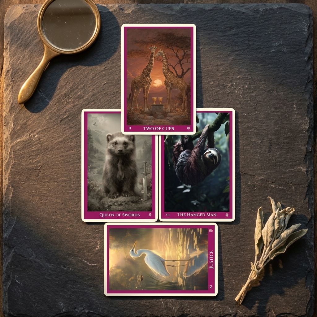 Four-card second look tarot spread